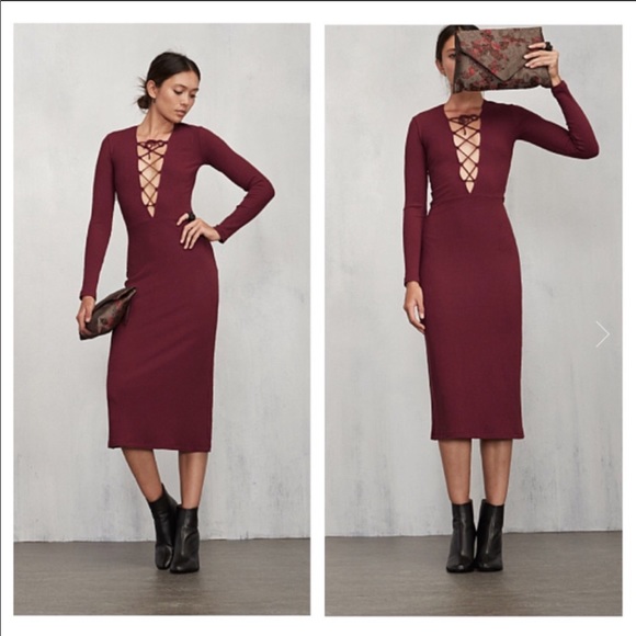 reformation lace up dress